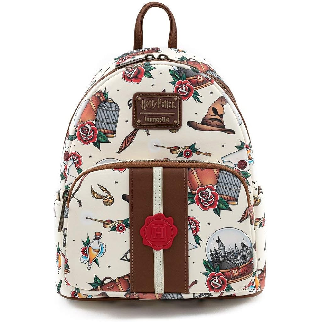Loungefly Harry Potter Tattoo Art Cream Color Womens Double Strap Shoulder Bag Purse