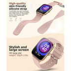 Pink Smart Watch For Women, Bluetooth Call, Blood Pressure, 2.06" Amoled, 118 Sports, Fitness Tracker, Heart Rate/Spo2/Sleep/Stress Monitor, Ip68 Waterproof, Liquid Silicone, Gift For Her Android Ios