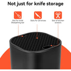 Fohil Knife Block Without Knives, Universal Knife Block, Detachable Knife Holder, Space Saver Knife Storage Holder With Scissors Slot, Sharpening Bar Slot, Kitchen Knife Holder Black