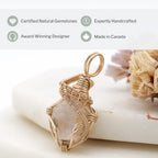 Designs by Nature Gems Raw Pendant Necklace – Wedding Gift Jewelry, 18" 14k Gold Filled Chain