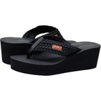 Malida Womens Wedge Arch Support Flip Flops Cushion Soft Rubber Midsole Platform Thong Sandals With Rubber Sole