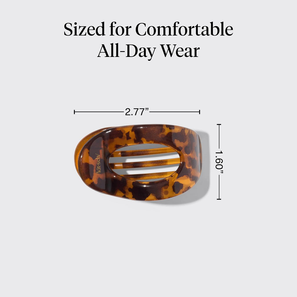 Kitsch Small Flat Claw Clips For Women - Stylish Flat Hair Clips, Strong Hold For Thick & Fine Hair | Non-Slip For Secure, Comfortable All-Day Wear -Tortoise Design