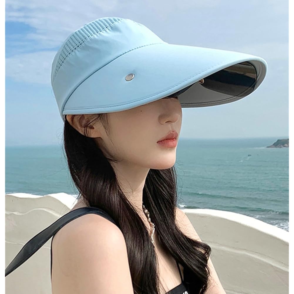 Wide Brim Sun Hat for Women Goggles UV Protection Beach Visor Cap Sports Golf Hiking Beige
