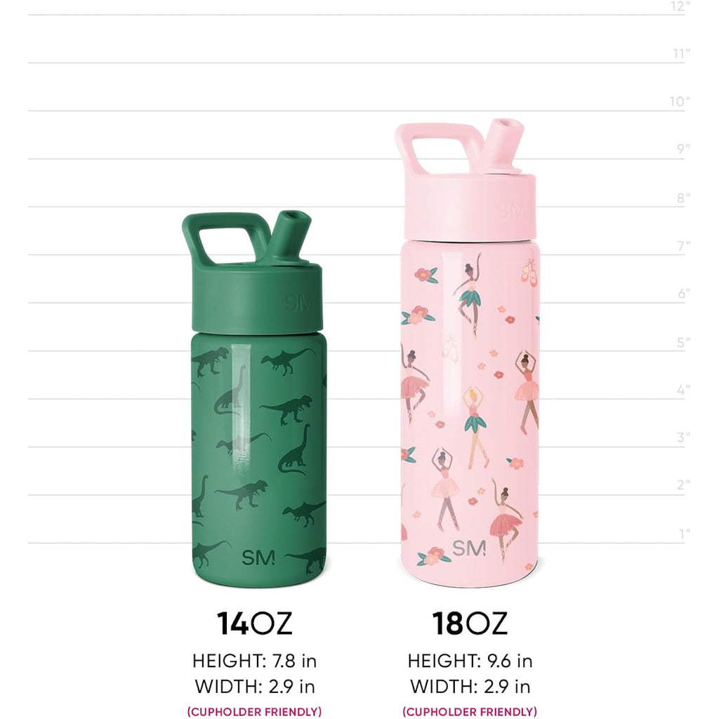 Simple Modern Disney Princess Kids Water Bottle With Straw Lid | 14Oz Insulated Stainless Steel Kids Tumbler & Spill Proof Toddler Cup For School, Girls, Boys | Summit | Princess Rainbows