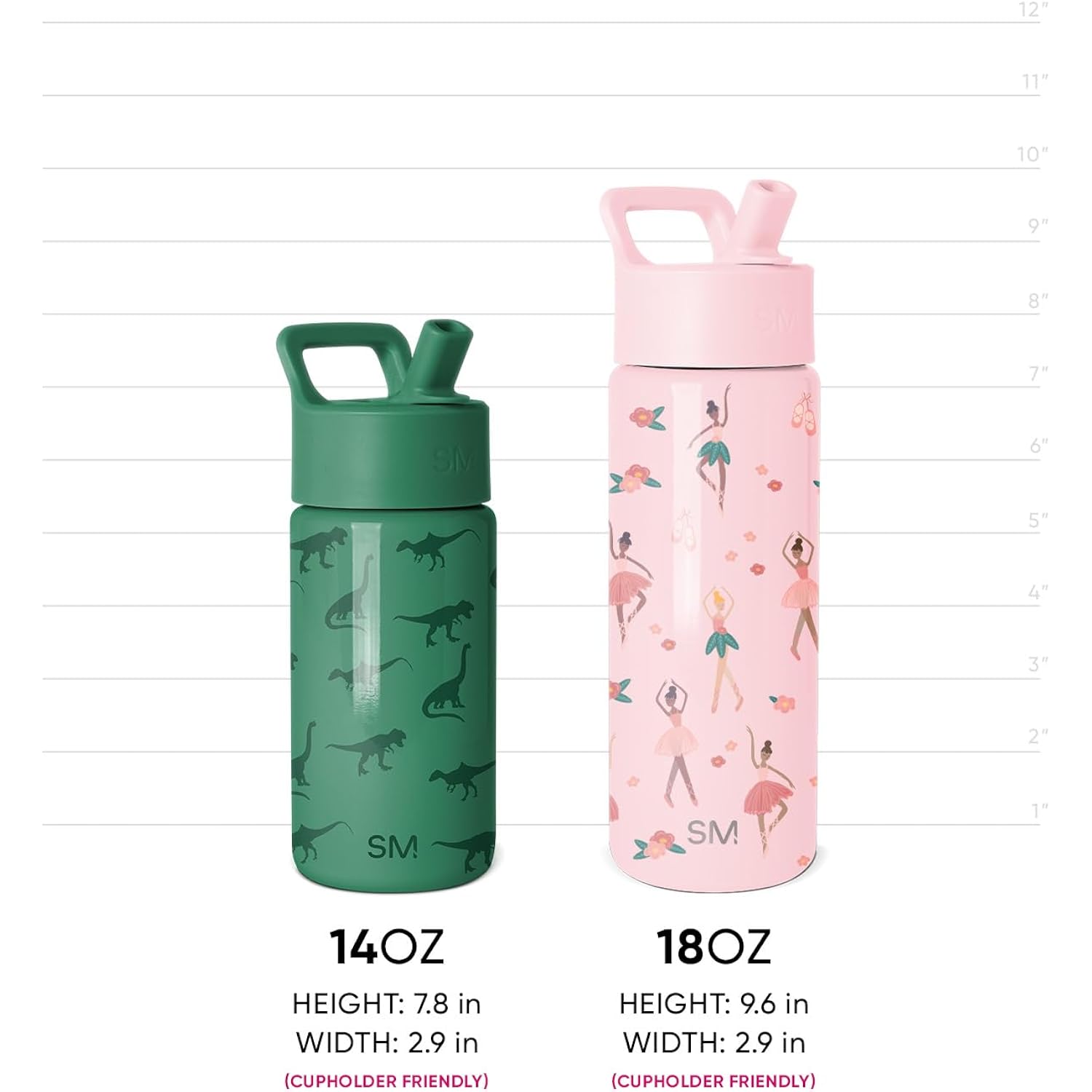 Simple Modern Disney Princess Kids Water Bottle With Straw Lid | 14Oz Insulated Stainless Steel Kids Tumbler & Spill Proof Toddler Cup For School, Girls, Boys | Summit | Princess Rainbows