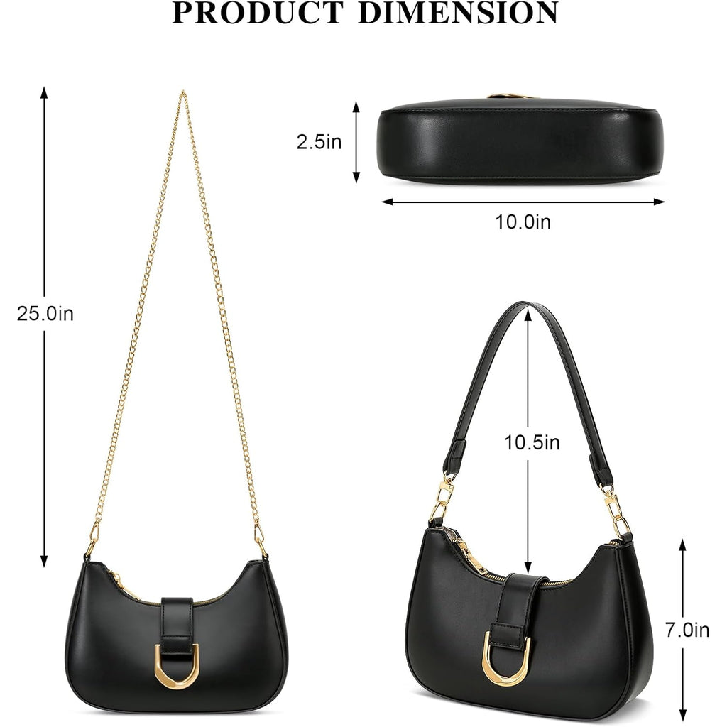 KKXIU Small Shoulder Bag for Women - Crescent Bag Small Purses for Women Trendy Vegan Leather Purse with Removable Strap