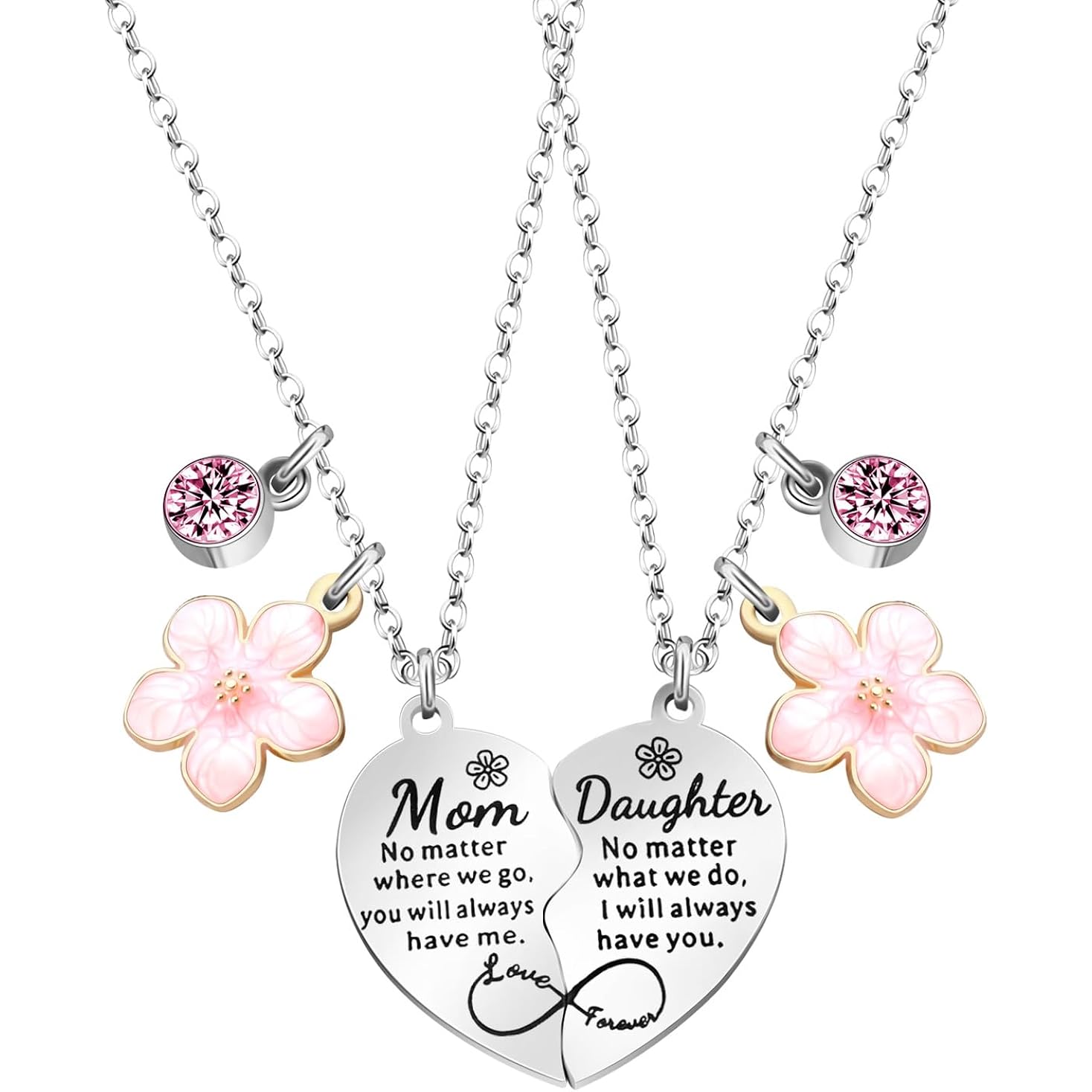 Artlunar Mother Daughter Necklace - Heart Matching Necklace Keychain for Mom Women Mother Day Gift from Daughter