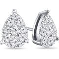 Diamond Wish 14k Gold Teardrop Pear Shape Pave Cluster Diamond Stud Earrings (1/5 to 9/10 cttw, O.White, I2-I3)