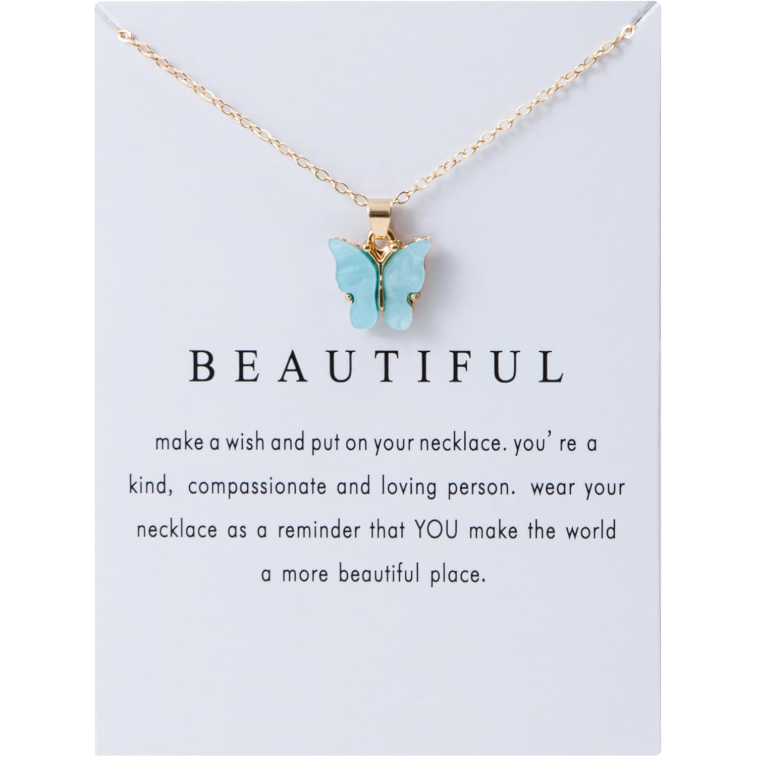 LOTSOF 20Pcs Colorful Butterfly Pendant Necklace Set for Women, Cute Acrylic Butterfly Choker Gold Plated Link Chain, Minimalist Jewelry Gifts for Best Friends Birthday Christmas (With Wish Card)