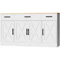 Shintenchi Buffet Cabinet With Storage,53.4" Large Kitchen Storage Cabinet With 3 Drawers And 4 Doors,Wood Farmhouse Buffet Sideboard With Adjustable Shelf For Kitchen Living Room, White