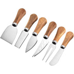 6 Piece Cheese Knives Set with Wooden Handle, Mini Steel Stainless Cheese knife set for Charcuterie and Cheese spread, Perfect for Cheese Slicer and Butter Cutter (Cheese Knife Set-6)