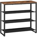 Hoobro Shoe Rack, 4 Tier Shoe Storage Organizer With 3 Oxford Fabric Shelves And Top Panel, Holds 12-16 Pairs Of Shoes For Entryway And Closet, Industrial, Rustic Brown Bf47Xj01G1