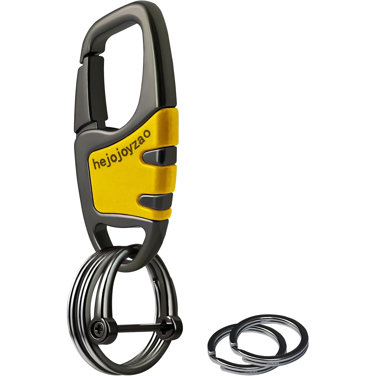 Keychain with Carabiner Clip, 4 Heavy Duty Key Rings and D Ring for Men's Car Key Fob Holder Fits Belt Loops