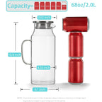 Bivvclaz 2 Liter 68 oz Glass Pitcher with Lid and Handle, Glass Carafe for Hot/Cold Water, Large Iced Tea Pitcher for Coffee, Juice and Homemade Beverage