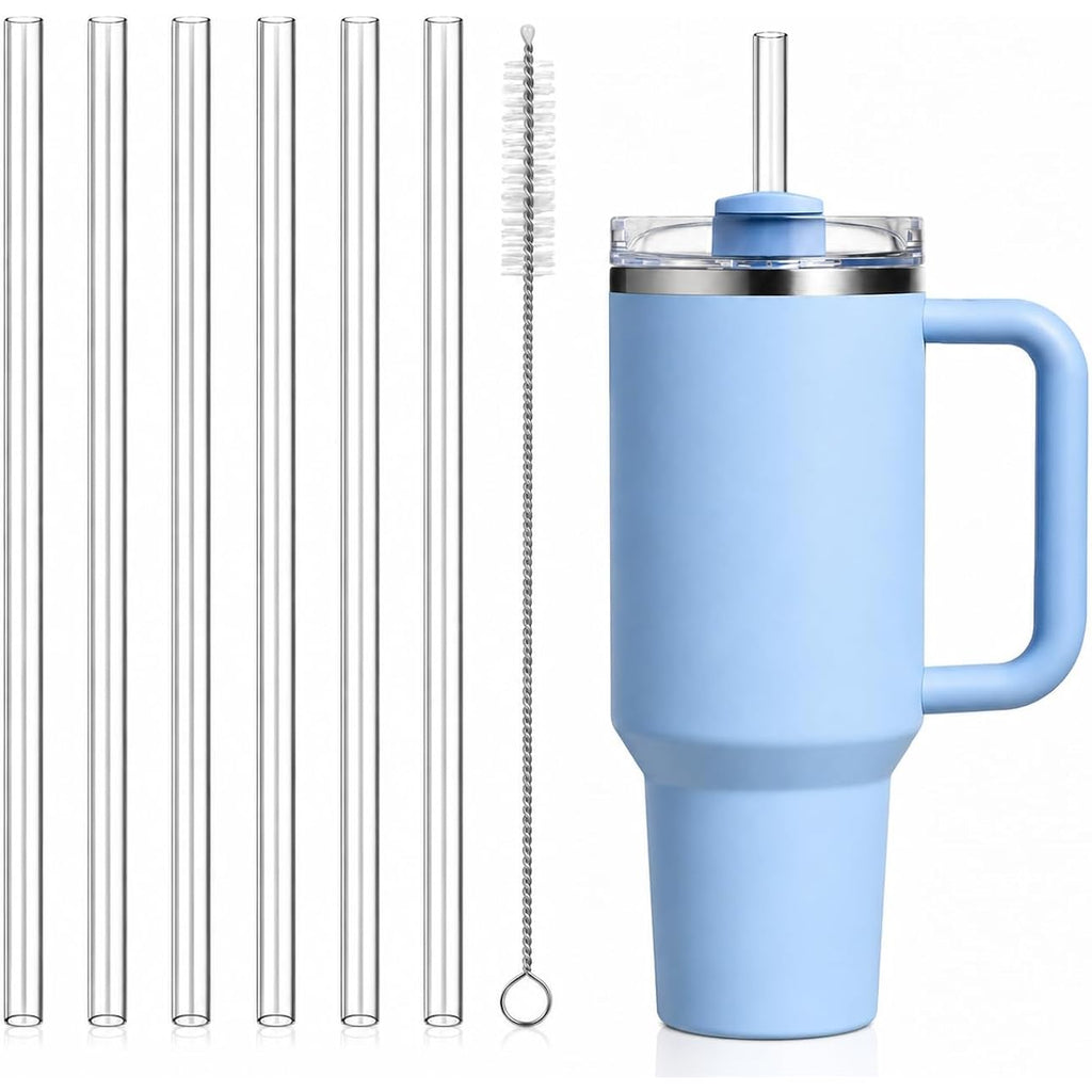 Replacement Straw Compatible With 40 Oz Stanley Quencher Tumbler, 12 Inch Extra Long Reusable Plastic Straws For 40 Oz Cup, Clear-6 Pack