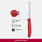 Victorinox 6.7831 Swiss Classic Tomato And Table Knife Ideal For Cutting Fruits And Vegetables With Soft Skin Serrated Blade In Red, 4.3 Inches