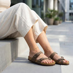 Cushionaire Luna Sandals For Women, Cork Footbed Womens Sandals For Summer Comfort With Adjustable Straps, Wide Width Available