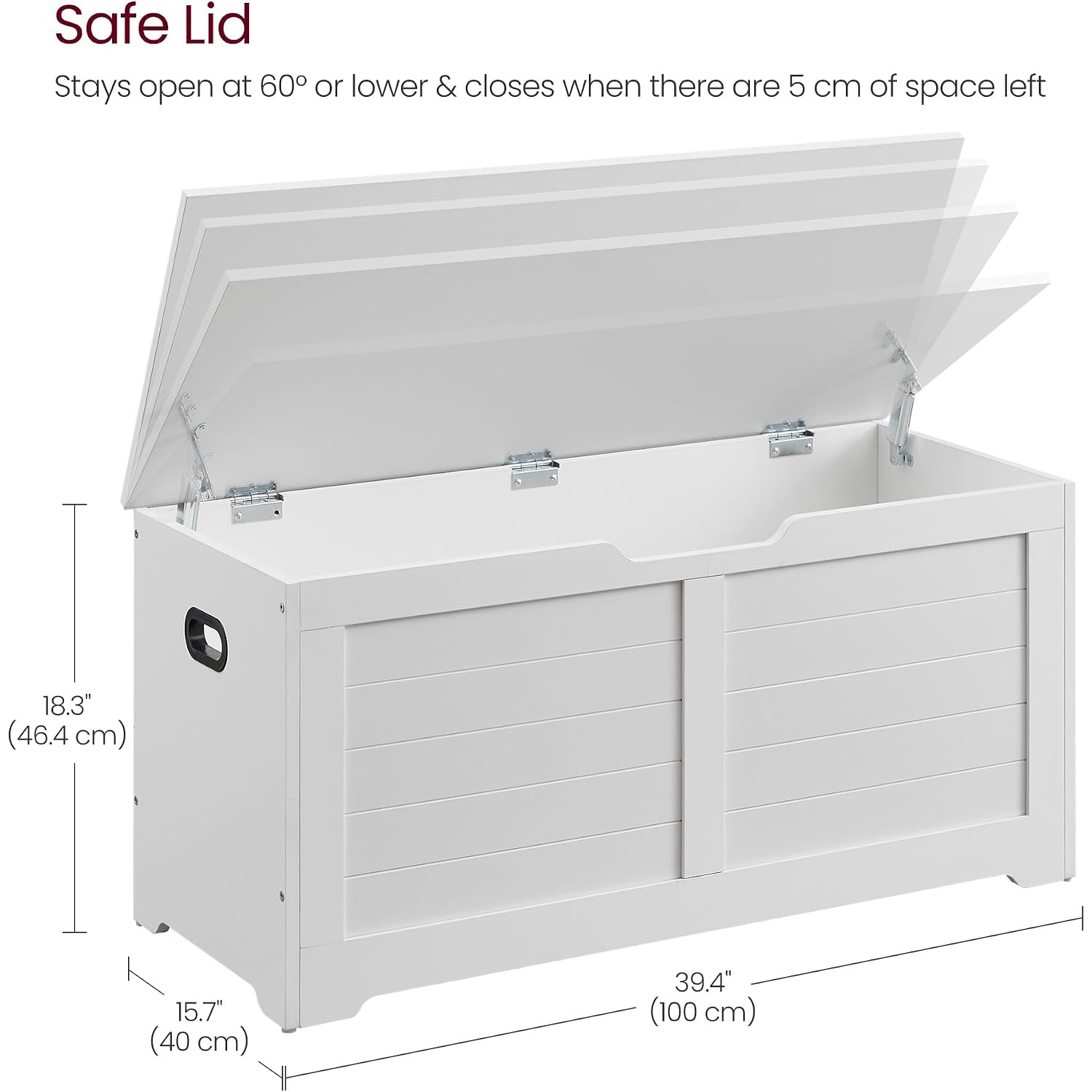 Vasagle Storage Chest, Storage Bench With 2 Safety Hinges, Farmhouse Style, 15.7 X 39.4 X 18.3 Inches, For Entryway, Bedroom, Living Room, Cloud White Ulsb061T10