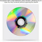 Cd Dvd Sleeves 200 Pack, White Cd Dvd Sleeves Envelope Holder With Clear Window And Flap (5X5 Inch/12.7X12.7 Cm)