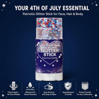 Patriotic Red White And Blue Glitter Stick 2 Pack, Face & Body Glitter Makeup For Women And Girls, Waterproof Usa Flag Glitter For 4Th Of July, Memorial Day, Veterans Day & Usa 250Th Anniversary