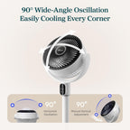 Levoit Standing Fan For Bedroom, 90° Oscillating Fan, 20Db Quiet For Sleep | Floor Fan With 1024 Cfm Airflow, Dc Motor, 5 Speeds, 2 In 1 Pedestal & Tabletop, 12H Timer, Remoter, For Home, Room, White