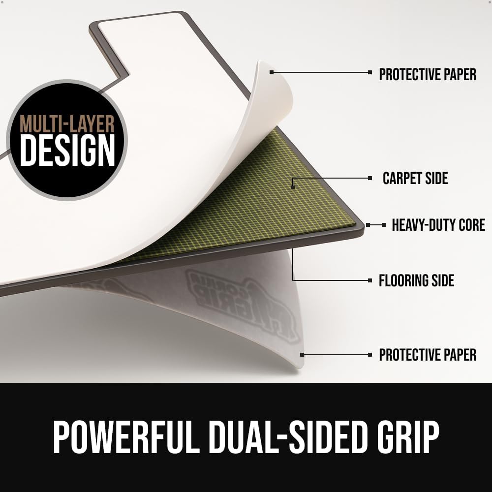 GORILLA GRIP® Extra Wide Dual Sided Rug Gripper Pads, Holds Carpet in Place on Hardwood Floors and Tile, Removable Reusable Sticky Corner Grippers, Universal Fit Floor Pad for Under Area Rugs, 4 Pack