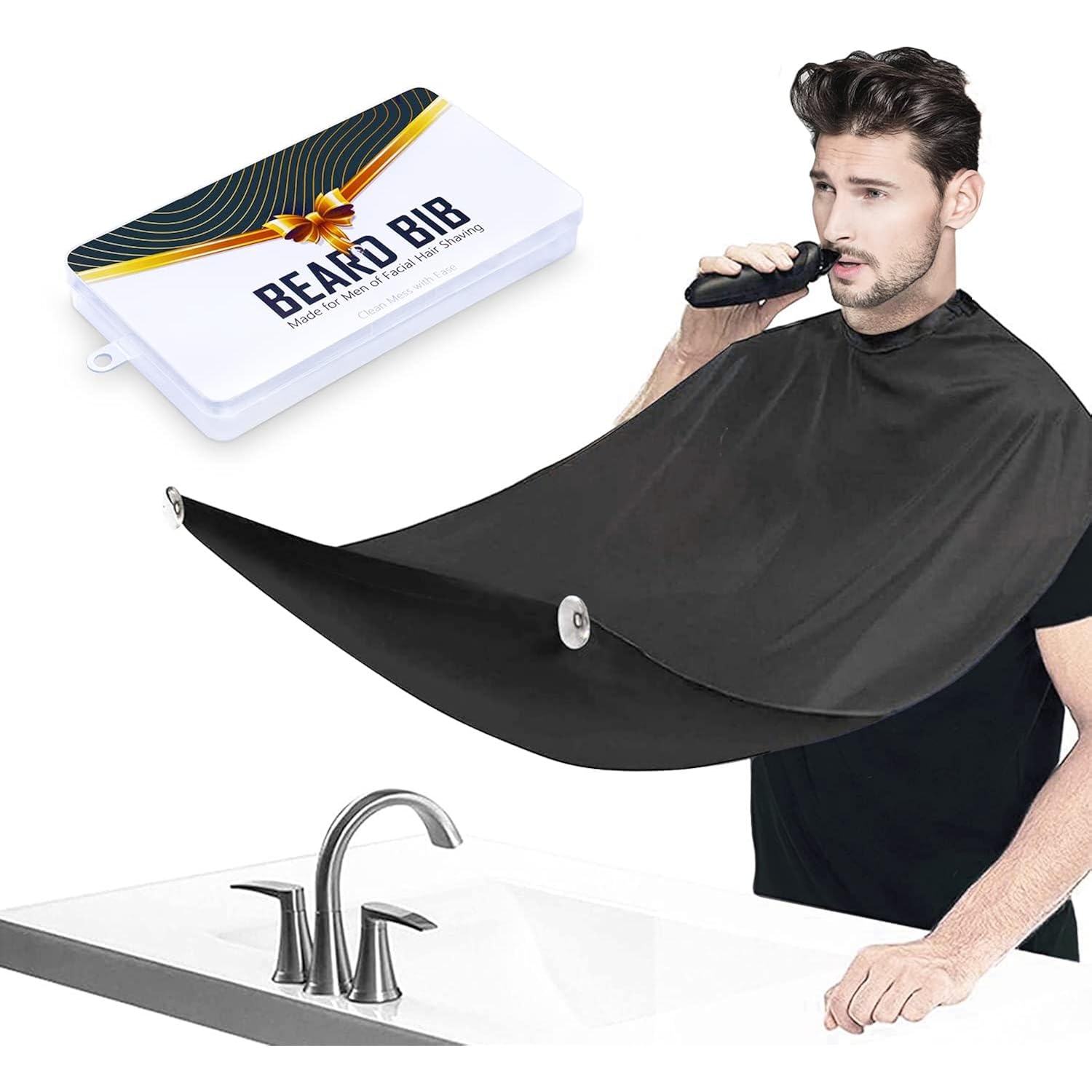 Beard Bib Apron, Beard Trimming Catcher for Men Shaving Hair Clippings Non-Stick Waterproof Grooming Cloth