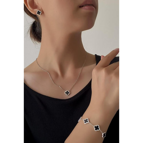 925 Sterling Silver Four Leaf Clover Bracelet, Adjustable Charm Hand Jewelry Chain, Fashion Matching & Sporty Style for All Days
