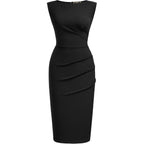 Women's Retro Ruffle Style Slim Work Pencil Dress