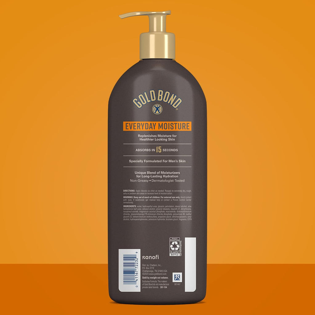 Gold Bond Men'S Essentials Everyday Moisture Daily Body & Hand Lotion With Vitamin C, Hydrating Lotion Formulated For Men'S Dry Skin, Value Size, 24 Oz.