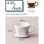 Dowan Pour Over Coffee Maker, Non-Electric Pour Over Coffee Dripper, Manual Brew Maker, Single Cups Porcelain Slow Brewing Accessories For Gifts,White