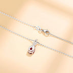 FANCIME 14K Solid White Gold Teardrop Pendant with Diamond Birthstone Necklace