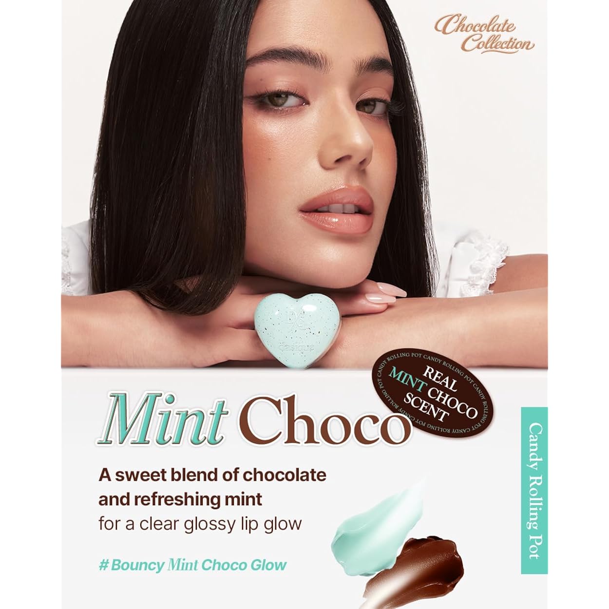 Dasique Candy Rolling Pot #Mint Choco | Lip & Cheek Gloss Balm | Lip & Cheek Balm | Sheer Glossy Finish | Moisturizing Balm Texture | Buildable Color | Korean Makeup | Vegan