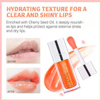 GECOMO Hydrating Lip Glow Oil, Lip Oil Gloss Transparent Toot Tinted Nourishing Long Lasting Repairing Lightening Lip Lines (CHERRY) 0.2 OZ