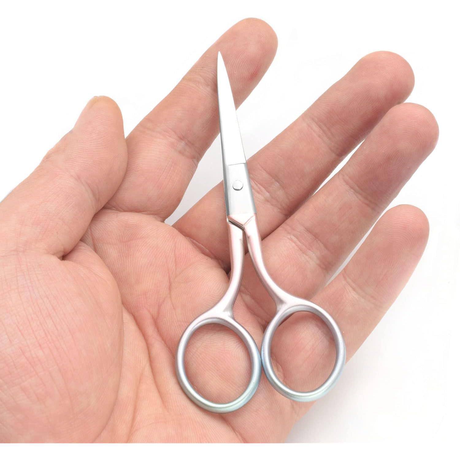 Multicolor Professional Grooming Scissors for Personal Care Facial Hair Removal and Ear Nose Eyebrow Trimming Stainless Steel Fine Straight Tip Scissors 3.9 Inch (Pink)