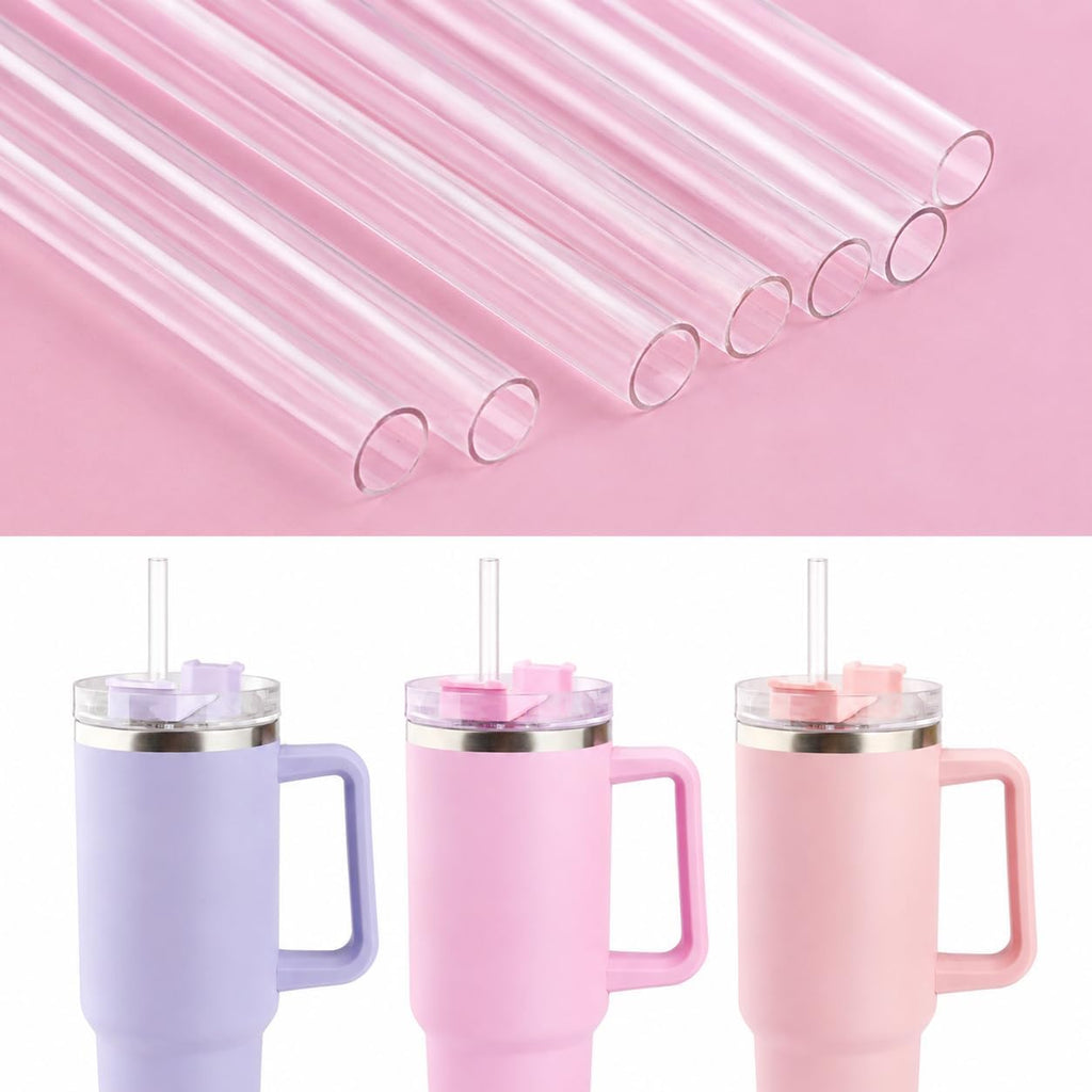 Replacement Straw Compatible With 40 Oz Stanley Quencher Tumbler, 12 Inch Extra Long Reusable Plastic Straws For 40 Oz Cup, Clear-6 Pack