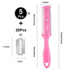 Boao 5 Pieces Dual-Sided Cutting Scissors, 20 Razors, And Thinning Comb With Double Edge For Precise Slim Haircuts (5 Colors)