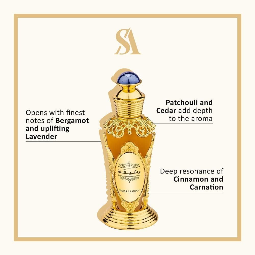 Swiss Arabian Rasheeqa - Luxury Products from Dubai - Long Lasting Personal Perfume Oil - A Seductive, Exceptionally Made, Signature Fragrance - The Luxurious Scent of Arabia - 0.6 oz.