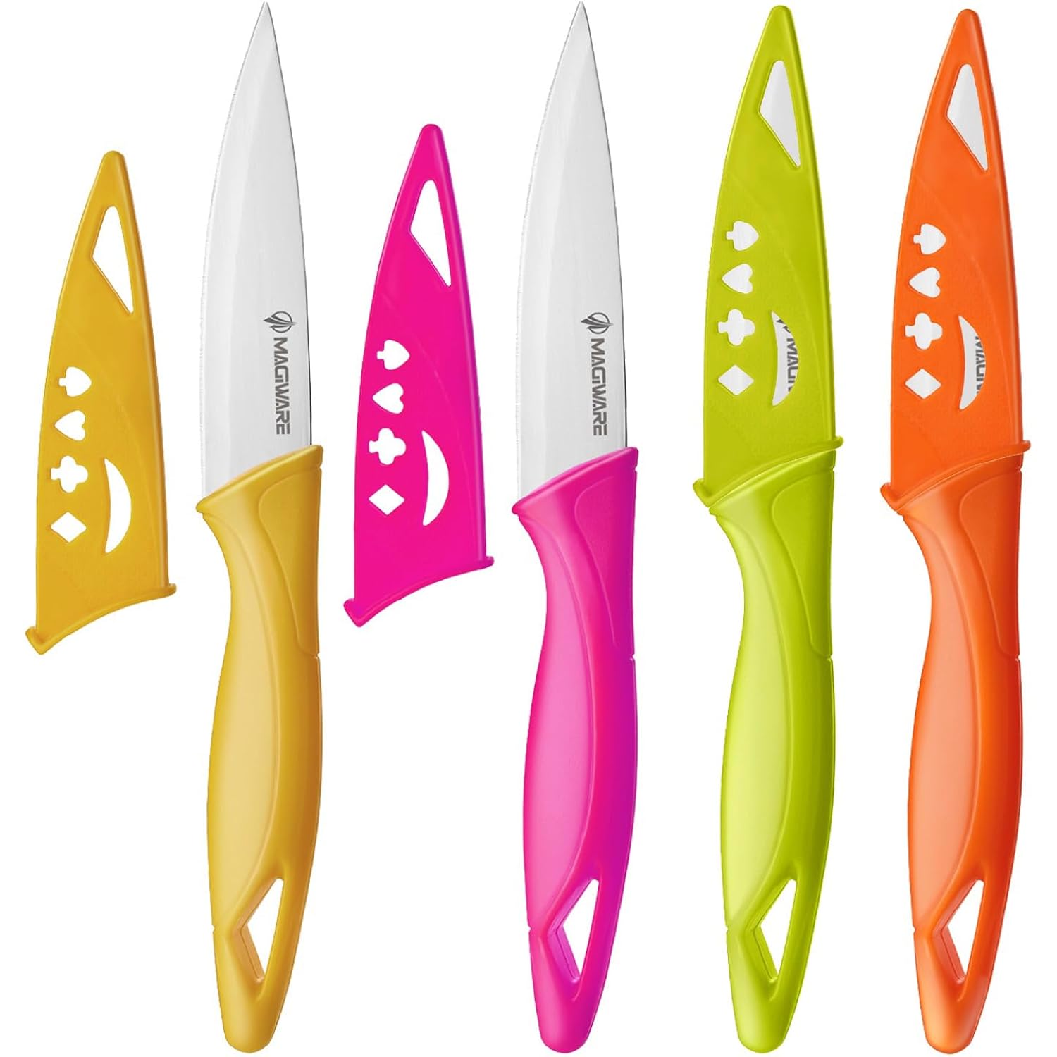 Magiware Paring Knife, 8Pcs Paring Knife Set With Cover, Small Kitchen Vegetable Fruit Knives, 3.5 Inch Ultra Sharp Pp Handle
