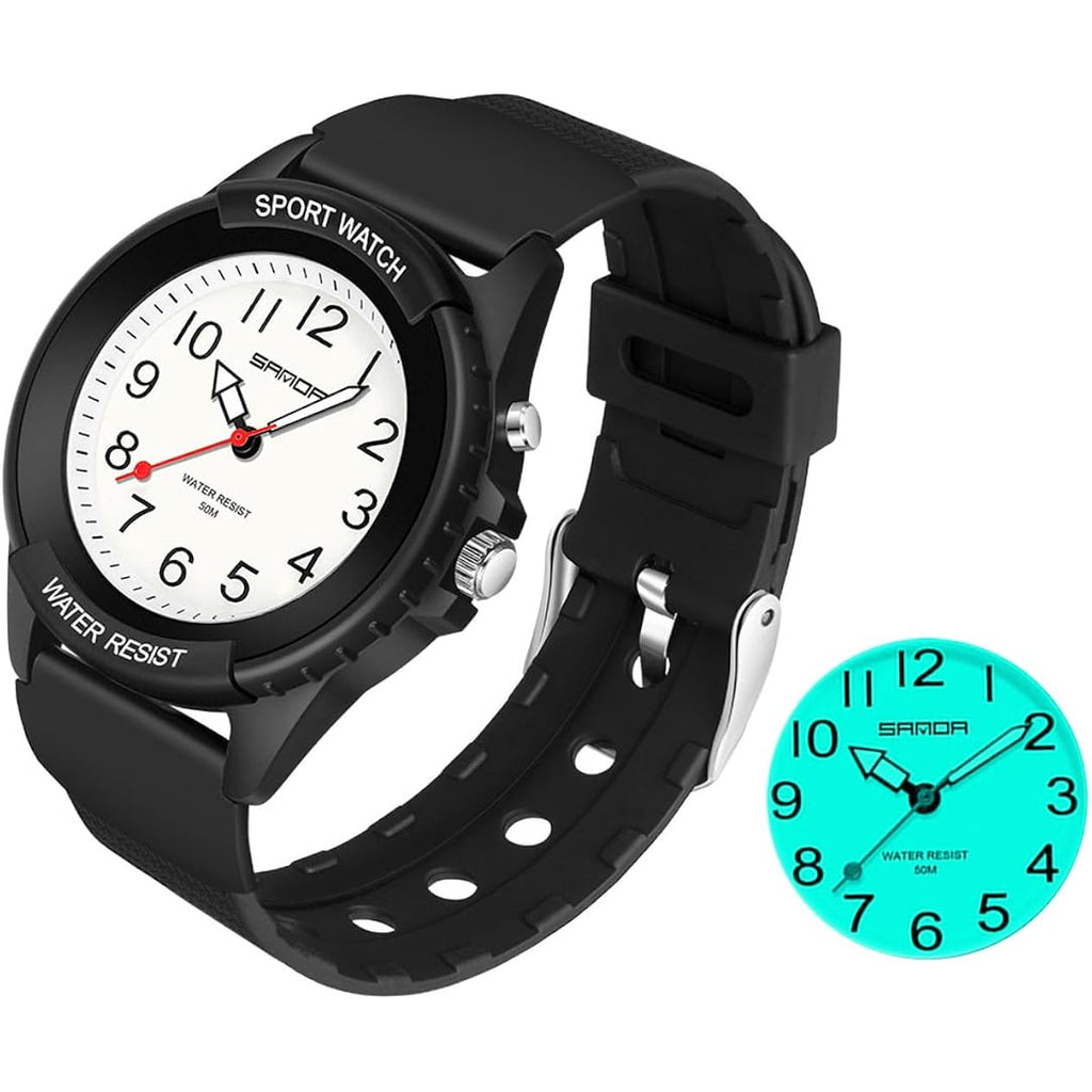 Womens Watches with Night Light, Waterproof Sports Watch, Analog, Quartz, Lightweight, Big Face
