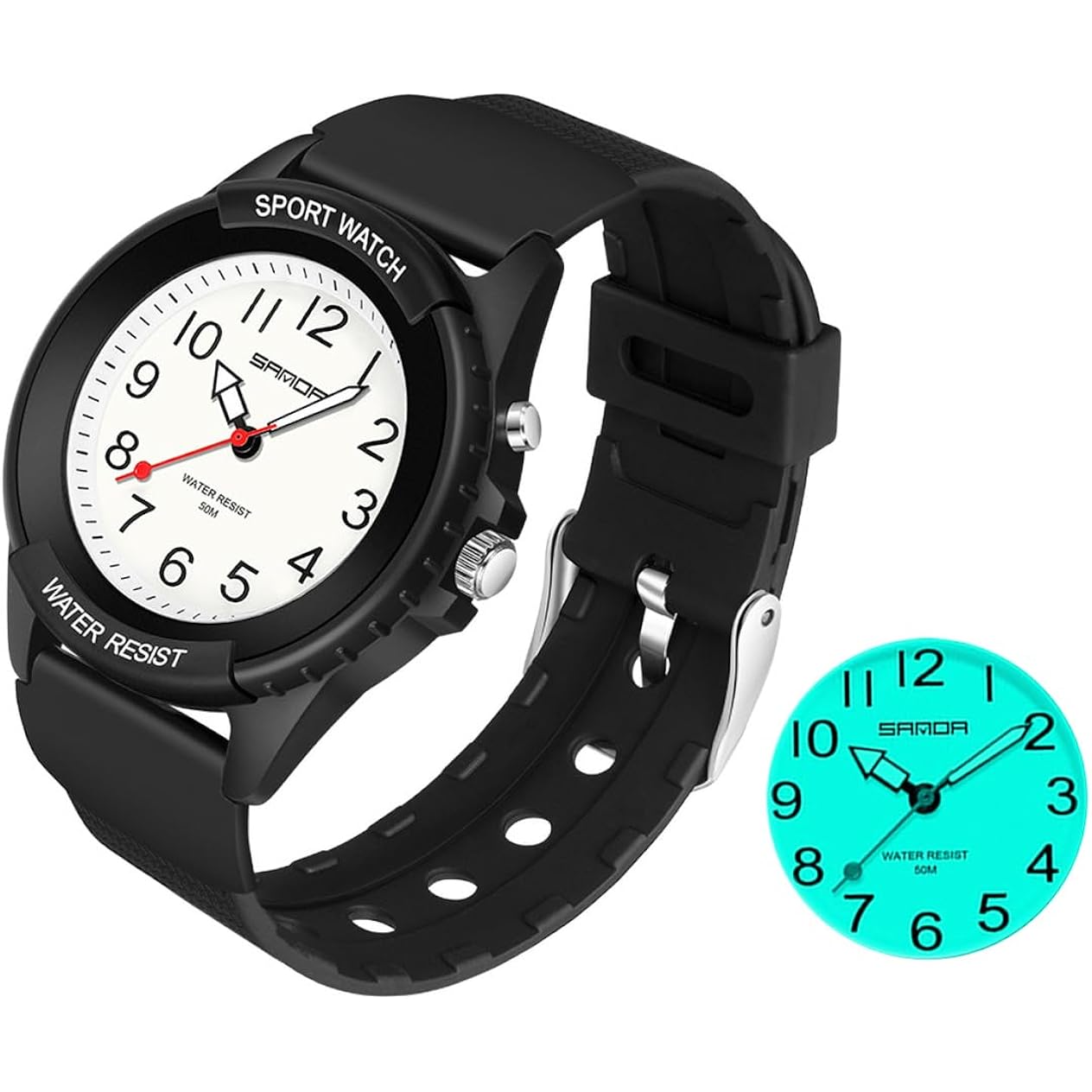 Womens Watches with Night Light, Waterproof Sports Watch, Analog, Quartz, Lightweight, Big Face