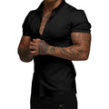 Jmierr Men'S Muscle Fit High Stretch Wrinkle-Free Button Down Dress Shirts Summer Casual Short Sleeve Shirt