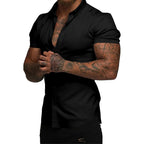 Jmierr Men'S Muscle Fit High Stretch Wrinkle-Free Button Down Dress Shirts Summer Casual Short Sleeve Shirt