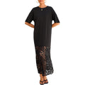 Lolong Womens Short Sleeve Lace Patchwork Maxi Dress Summer 2026 Crew Neck Casual Long Dresses