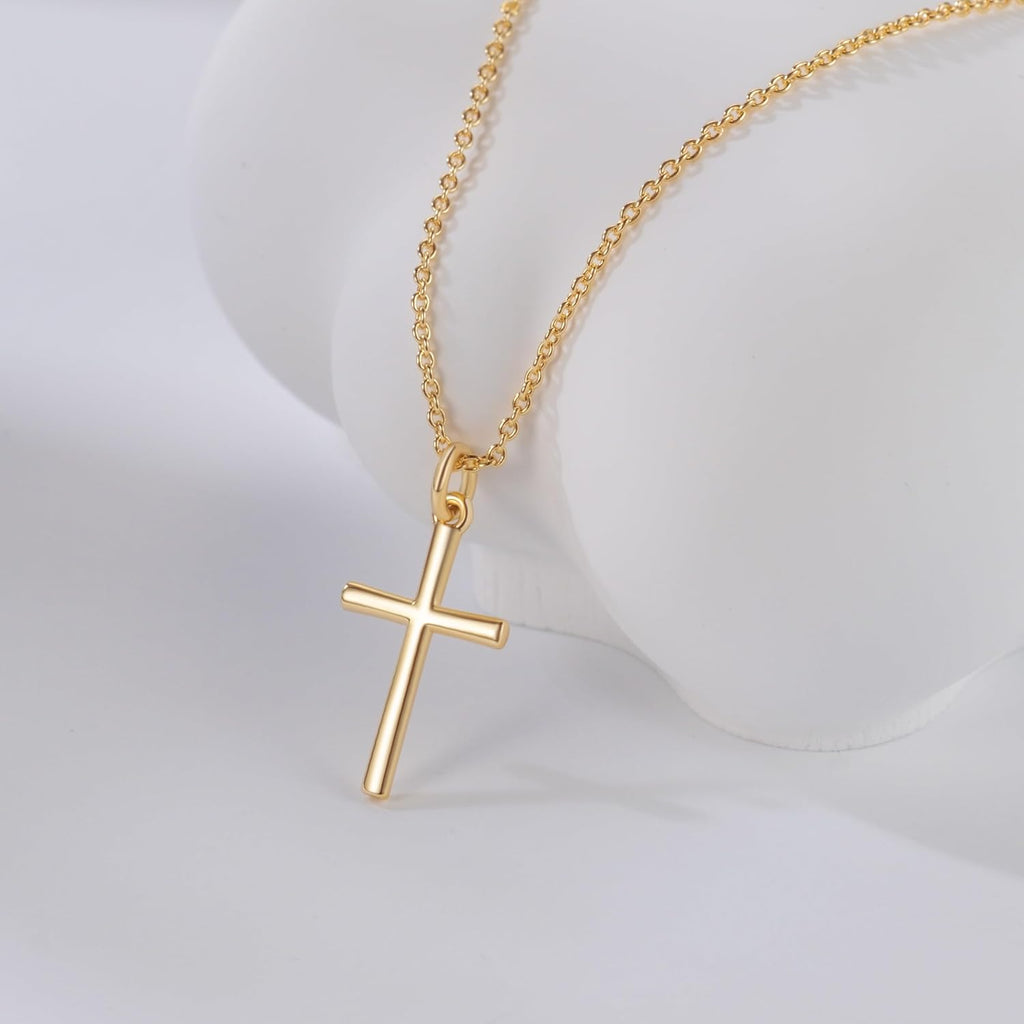 Gold Cross Necklaces for Women 14K Gold Cross Necklace for Women Crosses Pendant Necklace for Womens Smooth Lines and Timeless Charm Small Crosses Chain for Womens