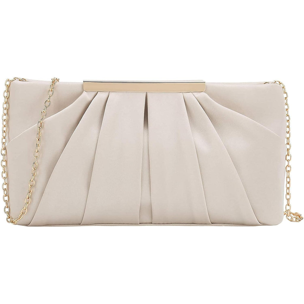 CHARMING TAILOR Clutch Evening Bag Elegant Pleated Satin Formal Handbag Simple Classy Purse for Women