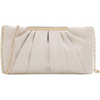 CHARMING TAILOR Clutch Evening Bag Elegant Pleated Satin Formal Handbag Simple Classy Purse for Women
