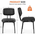 Sweetcrispy Dining Chairs Set Of 2, Upholstered Mid Century Modern Kitchen Accent Chairs With Faux Leather Cushion Seat & Metal Legs For Home Office, Living Room - Black
