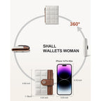 Bostanten Small Wallet For Women Leather Rfid Blocking Card Holder Bifold Compact Wallets With Zipper Coin Pocket Beige＆Brown