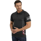H Hyfol Short Sleeve Polo Shirts For Men Graphic Stretch Casual American Patriotic Raglan Golf Polos For Men